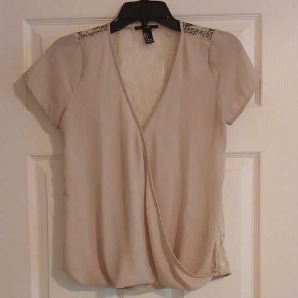 Forever 21 Tan Wrap Blouse with Cap Sleeves - Picture 1 of 6